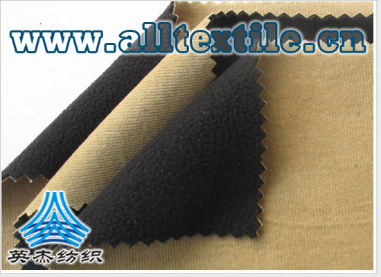 透湿透气全棉灯芯条 tpu 弹力摇粒绒复合面料